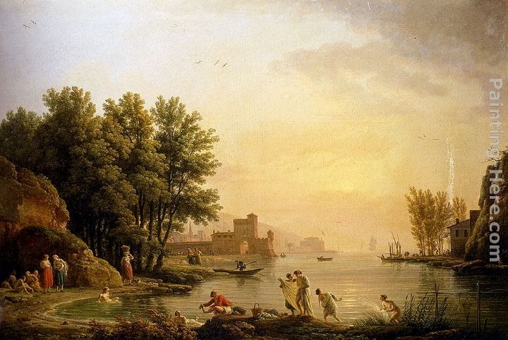 Landscape With Bathers painting - Claude-Joseph Vernet Landscape With Bathers art painting